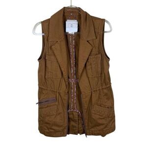 Anthropologie womens Sz S hei hei brown utility cargo vest with pockets